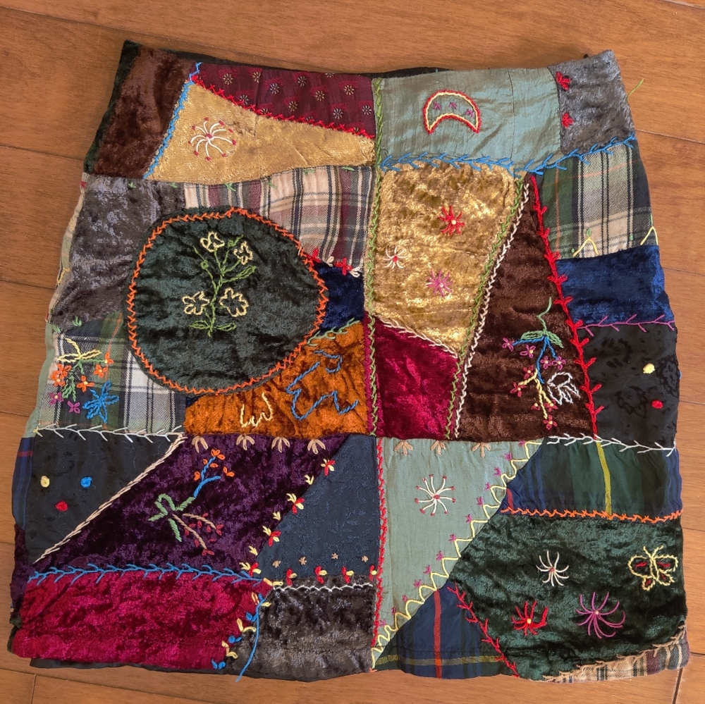 Girl's Vintage GAP Boho Cottage Core Mixed Textile Velvet Skirt